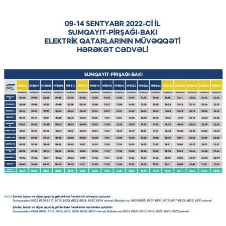 Bakı-Sumqayıt qatarlarının hərəkət cədvəlində dəyişiklik edilir